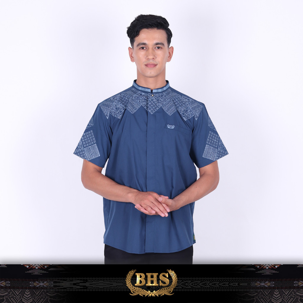 Baju Koko BHS Cosmo Ishaq Navy BHS Original Baju Muslim BHS