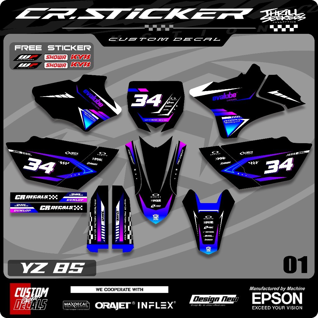 Decal Yz 85 New Full Body- Stiker Yz Decal Gtx Stiker Rbt Fre