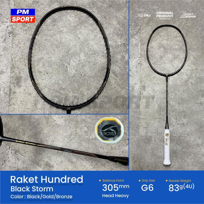 Raket Bton Bulutangkis Hundred Blackstorm Black Storm ginal - CK/GLD/BRONZE