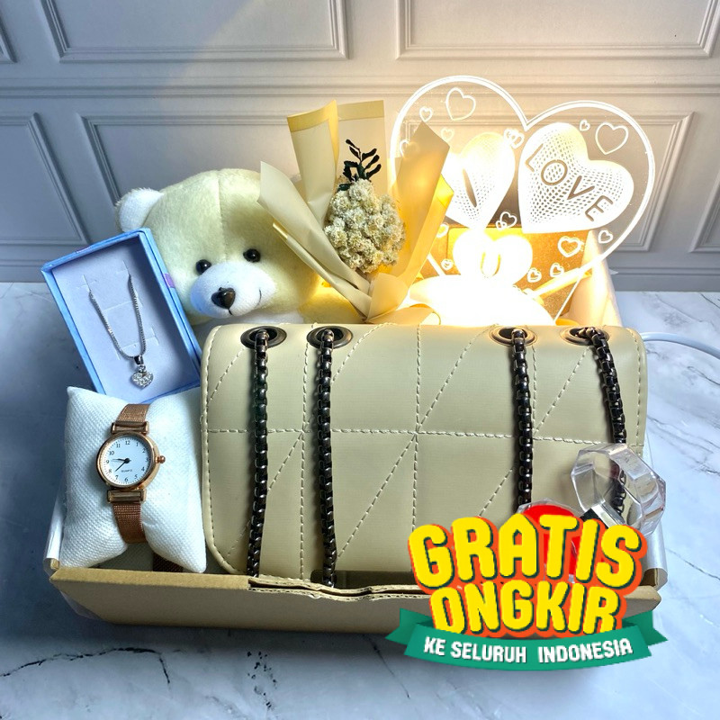 ️(PAKET CK) HAMPERS ULANG TAHUN KADO ANNIVERSARY BEST SELLER/ Merah Hitam Emas Putih