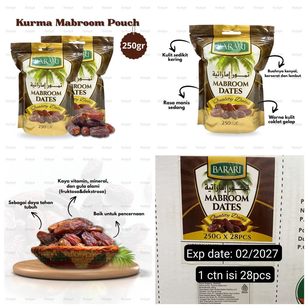 Diskon KURMA MABRUM BARARI POUCH 250GR MABROOM BARARI POUCH 250GR BARARI MAROOM 250GR MABRUM 250GR F