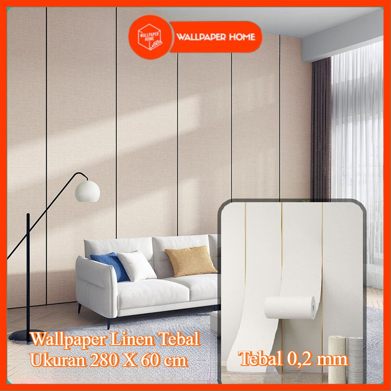 WALLPAPER HOME OFFICIAL STORE - Wallpaper Dinding Linen Premium Tebal Bahan PVC Roll 280x60 cm Dekor