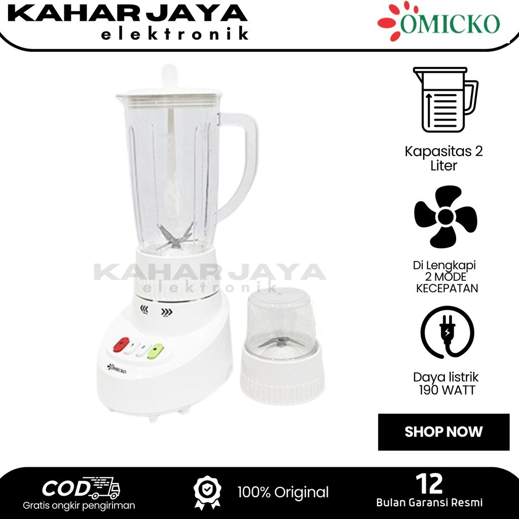 [BISA COD] OMICKO BLENDER 2 IN 1 BL-T12PC  (2 LITER) GARANSI RESMI