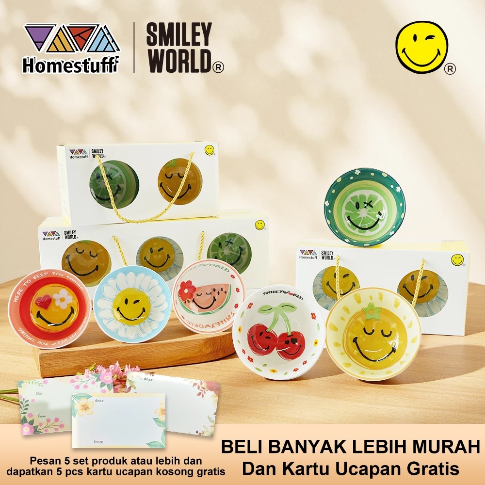 [BUY 10 GET 5%][SNI] HOMESTUFF x SmileyWorld / Hampers Mangkok Set SmileyWorld / Motif SmileyWorld l