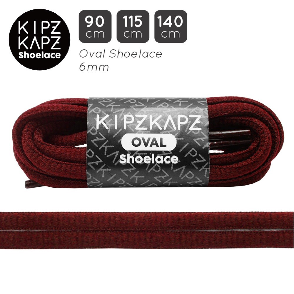 KIPZKAPZ TALI SEPATU LONJONG - OVAL SHOELACE 6MM - OSP9 RED MAROON - 90CM 115CM 140CM
