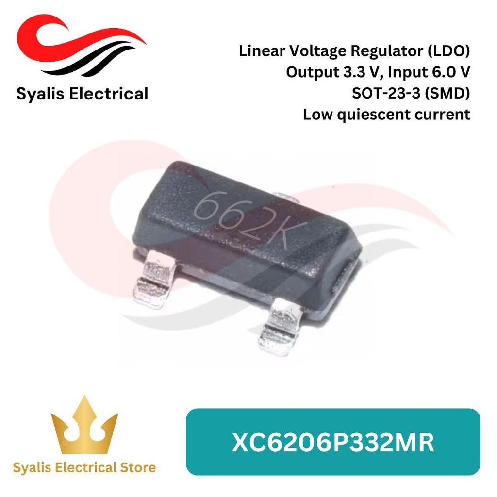 XC6206P332MR 3.3V LDO Linear Voltage Regulator SOT-23-3 Original [Syalis]