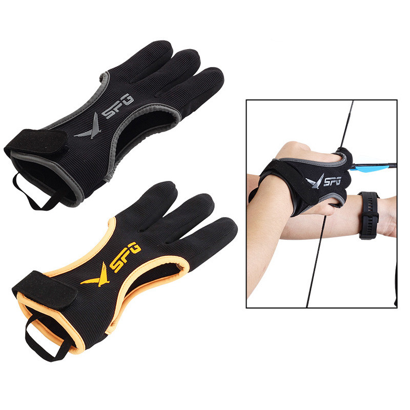 1pc Archery Threefinger Finger Gloves Thickened Fingertips Trational Recurve Bow String Gloves
