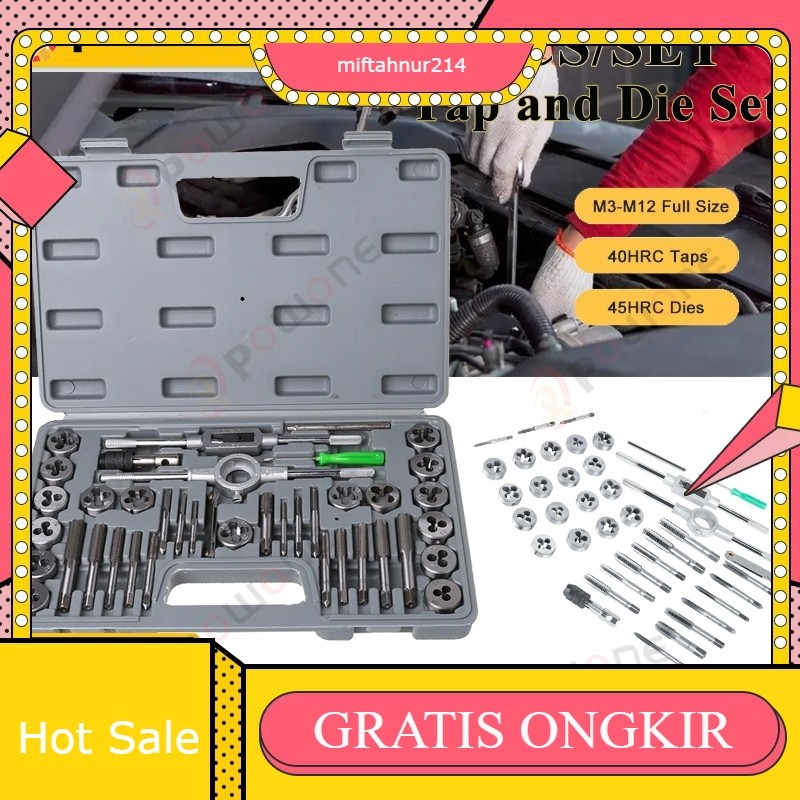 40 Pcs Metric Tap Die Set Alat Ulir Tangan Tungsten Carbide Screw Thread Bit Tap Die Set 40pcs Alat 
