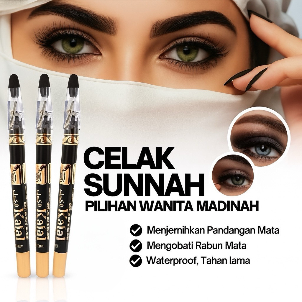 Celak Pensil Kajal Hitam Serutan | Waterprof Tahan Lama Original Arab
