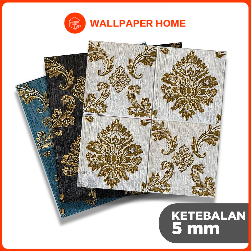 Wallpaper Home - Wallpaper Dinding 3D Foam Motif Batik Bunga Wallfoam 3D tebal 5mm MT5