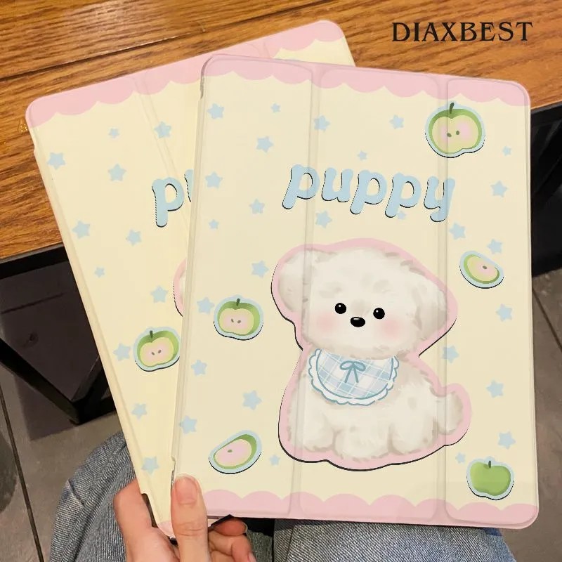 Anak anjing yang lucu Case Tablet 2in1 Bisa Dilipat + Anti Jatuh Cocok untuk ipad Air1/2 Gen 5/6 9,7