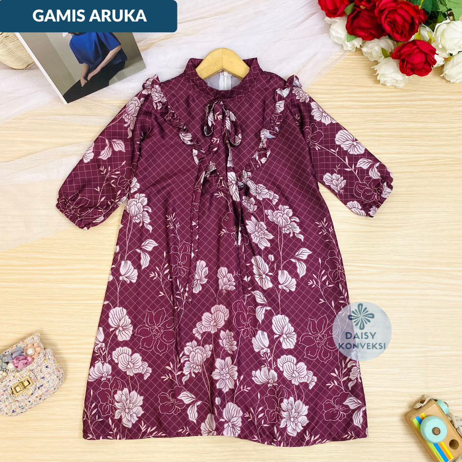 GK GAMIS ARRUKA BAHAN ARMANI SILK DRESS ANAK PEREMPUAN 1-9 TAHUN