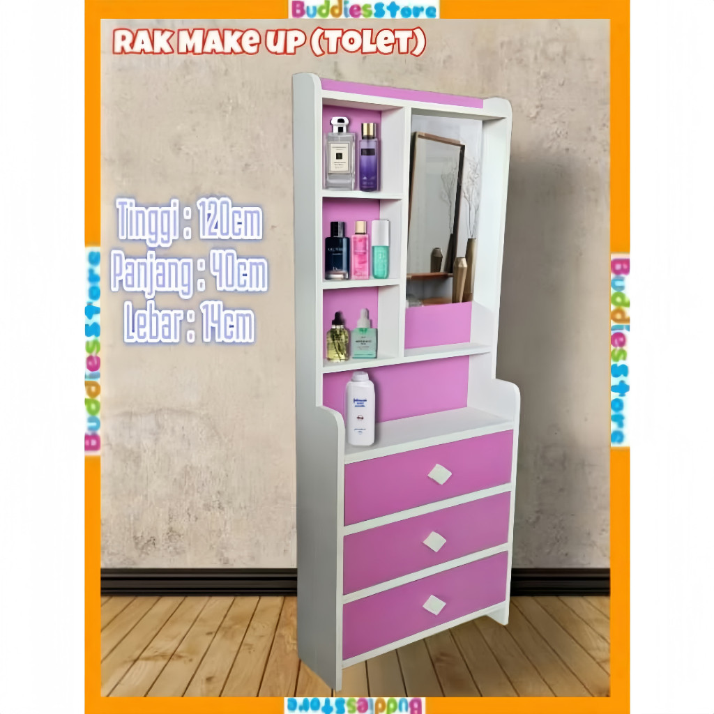 RAK MAKE UP TOLET MEJA RIAS LEMARI KOSMETIK KACA BJK BAHAN KAYU KUAT RKA169