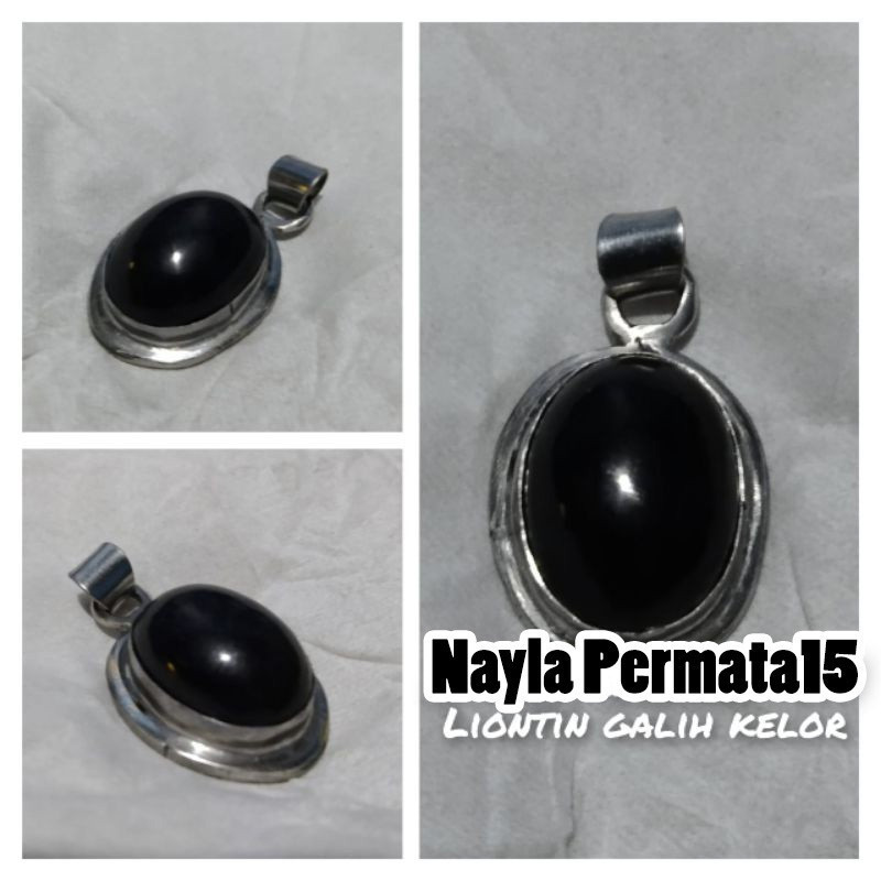Liontin batu galih kelor hitam natural permata 15