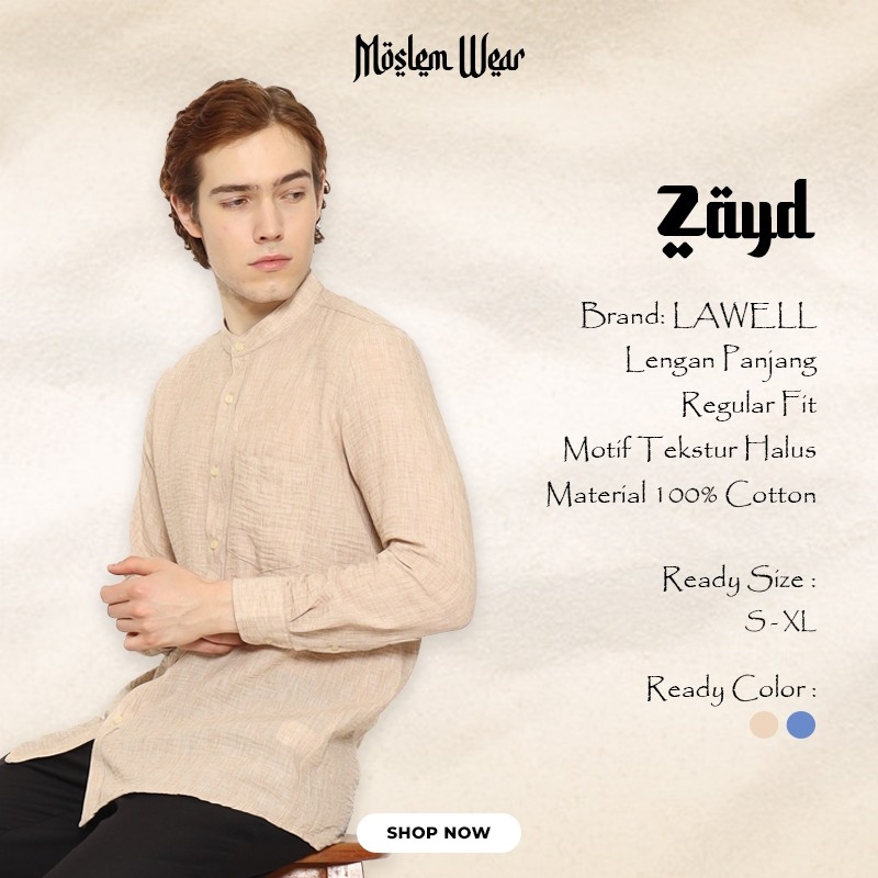 [18] LAWELL ZAYD-L Baju Koko Pria Lengan Panjang Long Regular Fit Dobby Kecil