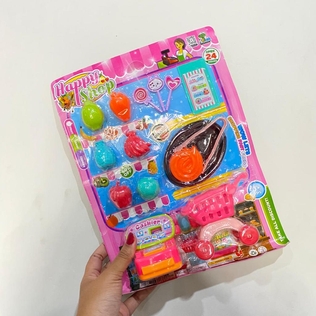Mainan Anak Happy Shop Time Keranjang Buah Chashier – Playset Kasir Toko Buah Dan permen Anak Edukat