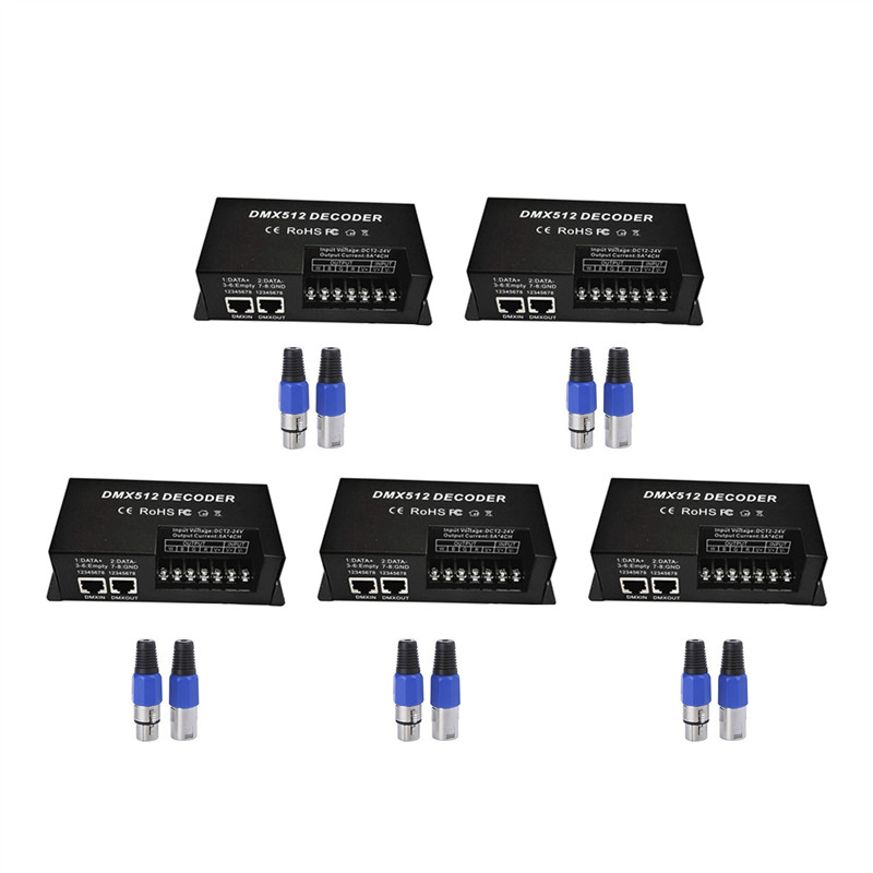 ELECT-5X 4-kanałowy dekoder DMX RGBW PWM DMX512 sterownik ściemniacza RGBW LED Strip kontroler świat