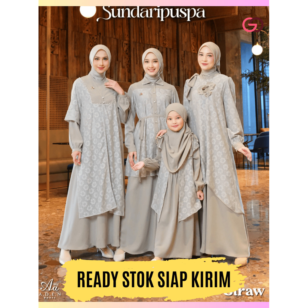Sarimbit Sundaripuspa Aden Basic Dress Free Jilbab Lebaran by Aden Hijab Couple Baju Lebaran