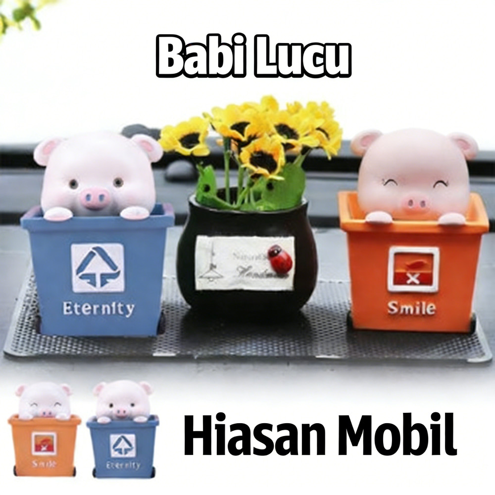 Dashboard Babi Pajangan 3D Shake Goyang Pig | Hiasan Mobil