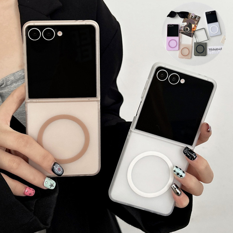 Matte Hard PC Case Untuk Samsung Galaxy Z Flip 7 Z Flip 6 Z Flip 5 Z Flip 4 Z Flip 3 Magnetic Wirele