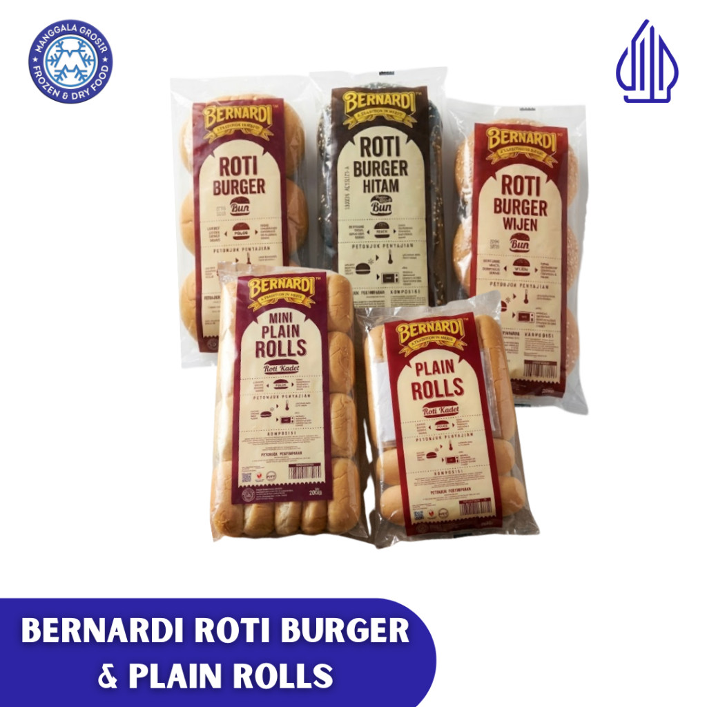 Bernardi Roti Burger isi 6 | Plain Rolls | Burger Polos | Burger Wijen | Burger Hitam Wijen | Roti B