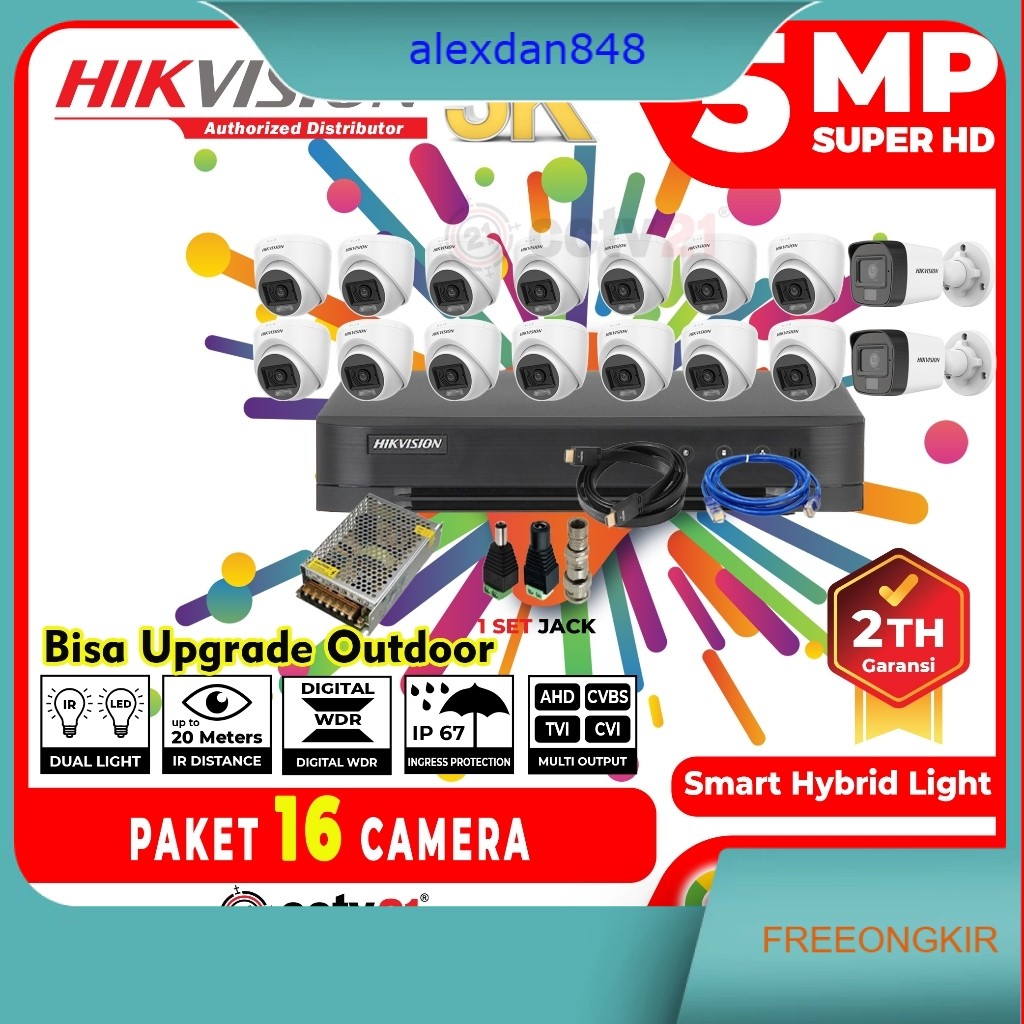 Paket CCTV HIKVISION 5MP 3K 16 Channel Camera / 16CH Promo CCTV21
