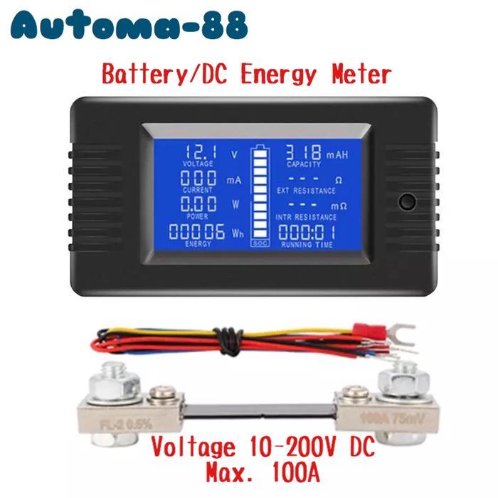 DC Energy Totalizer KWH meter Voltmeter Ammeter Battery Meter 100A