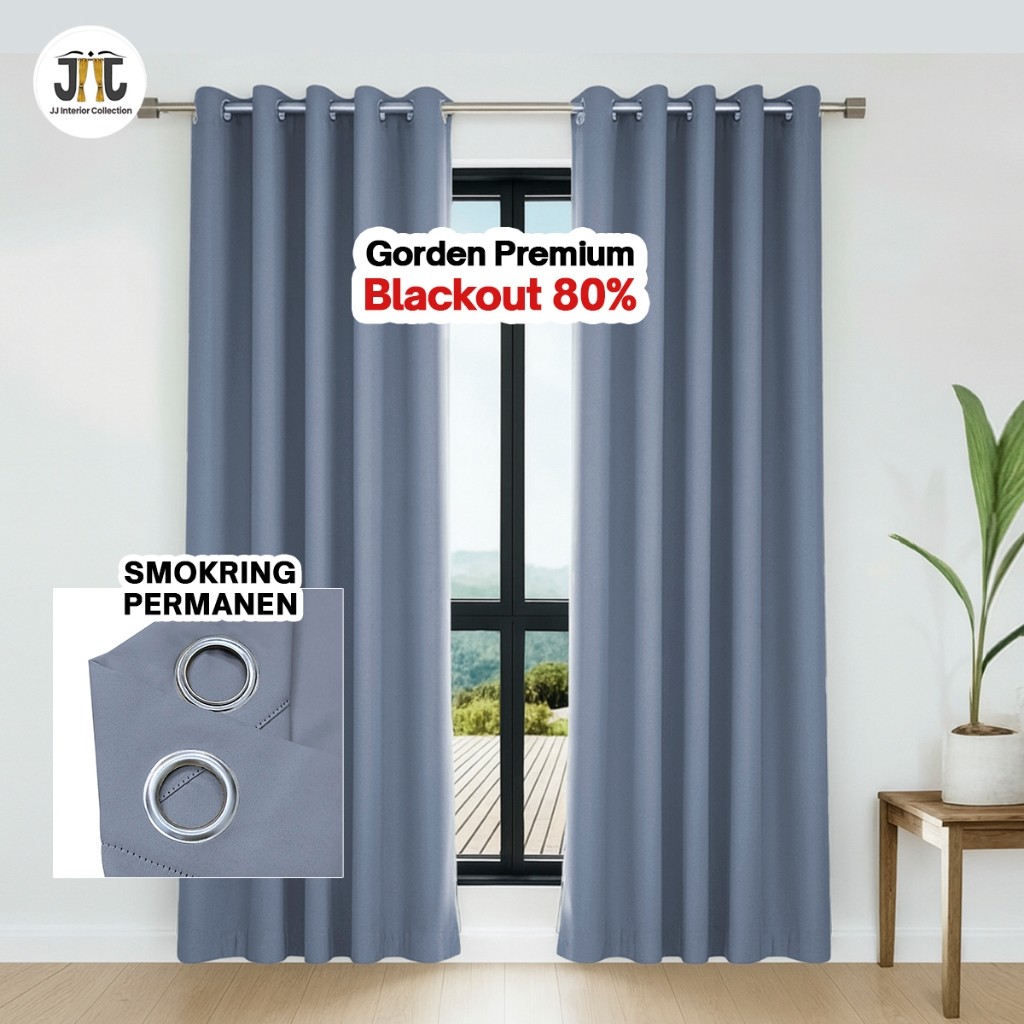 POPULER Gorden jendela blackout 80% horden pintu hordeng tebal pendek tirai polos minimalis Loft Col