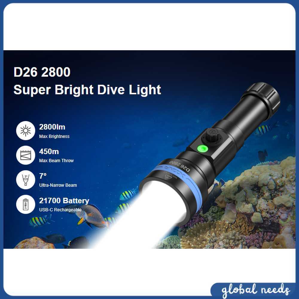 XTAR Senter Selam Diving Flashlight LED High Beam IPX8 2800 Lumens - D26 2800