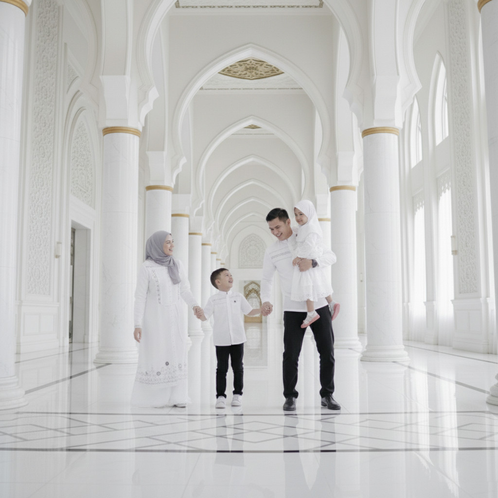 SAKA- Sarimbit Keluarga MUTIF Arbanzania Arban Putih | Gamis Family MUTIF