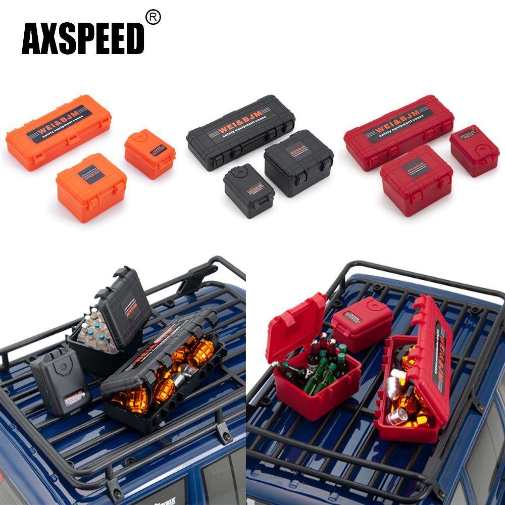 AXSPEED 3Pcs Rc 1:10 Decor Accessories Plastic Box for Axial SCX10 90046 Tamiya CC01 TRX-4 TRX-6 D90