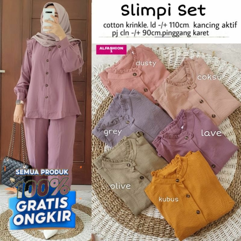MUMU - SLIMPI SET Setelan Crinkle Premium LD 110 Cm / Ld 120 Jumbo Bisa Cod By Mumufashion Solo LIVE