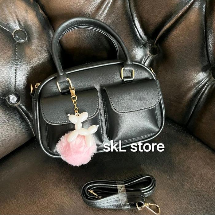 SKL Store Tas Selempang Cania Tas Selempang Wanita dengan Aksesoris Bulu Lucu untuk Gaya Anda - hita