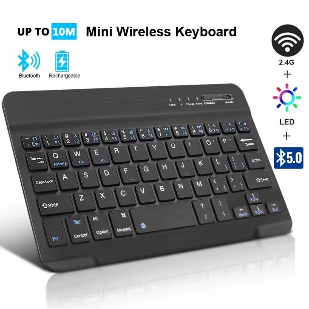 7/10in Bluetooth Wireless Keyboard Mini Wireless Keyboard For Laptop Tablet Phone Ipad Air Mini Rear