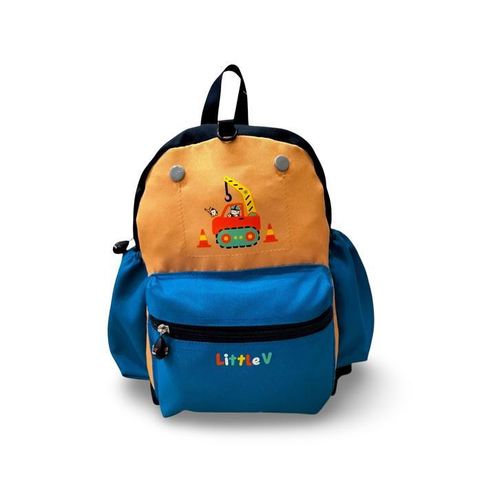 TAS LITTLE V 44801 DP.Roku RANSEL SEKOLAH ANAK PAUD/TK LAKI LAKI KARAKTER EXCAVATOR - Navy Blue