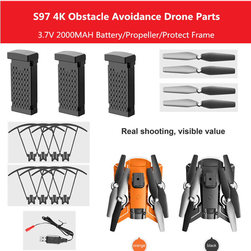 S97 Obstacle Avoice Drone Spare Parts 3.7V 2000mAh battery usb for S97 Drone Accessories S91 Drone B