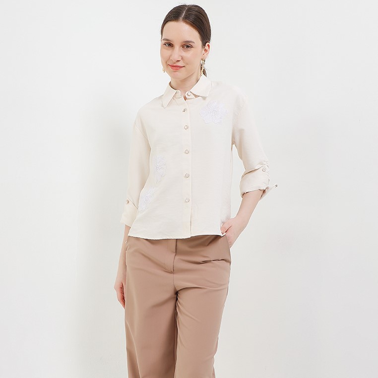 X EIGHT Heleuna Shirts - Kemeja Light Suede