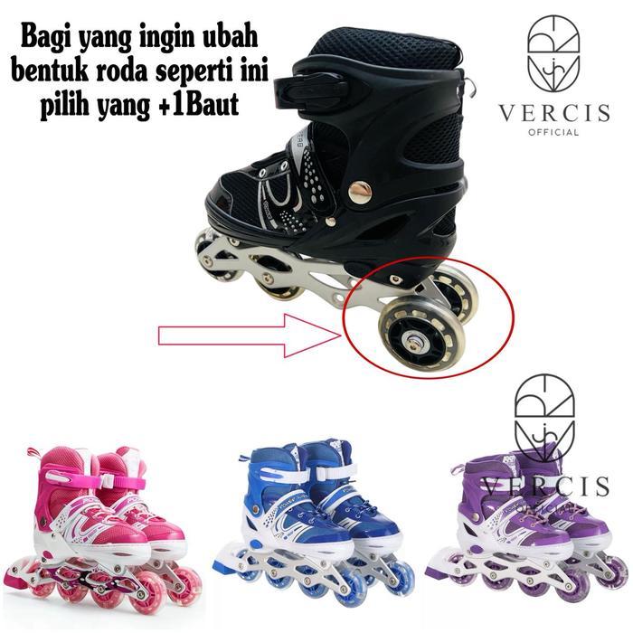Vercis Sepatu Roda Anak Perempuan & Laki-laki Outdoor Model Terbaru Frame Aluminium Rem Kanan Tas Mu
