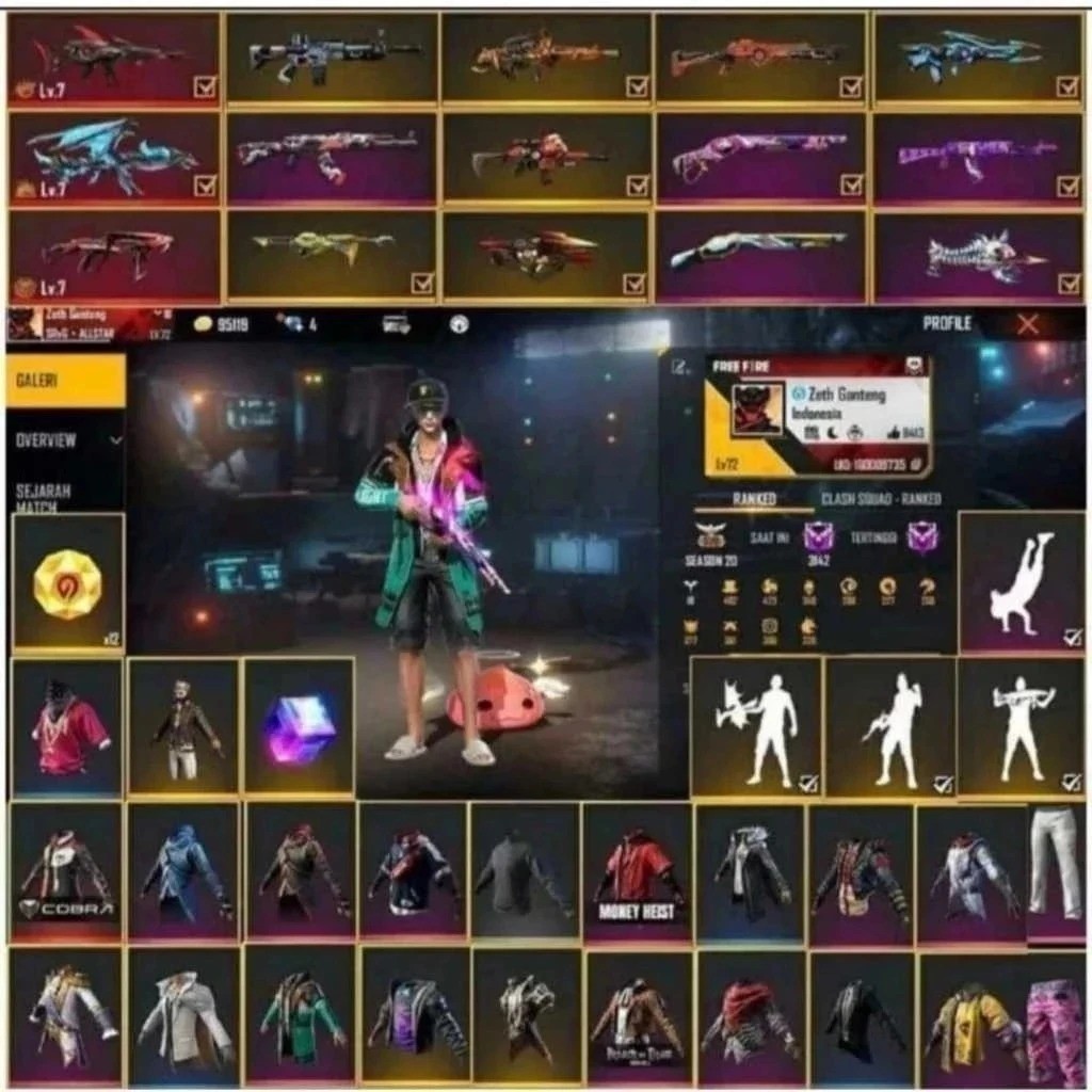 CEK DESKRIPSI =====) Pc gaming garena freefire sultanAKUN FF Sultan-Level Tinggi,Skin Langkap,ready 