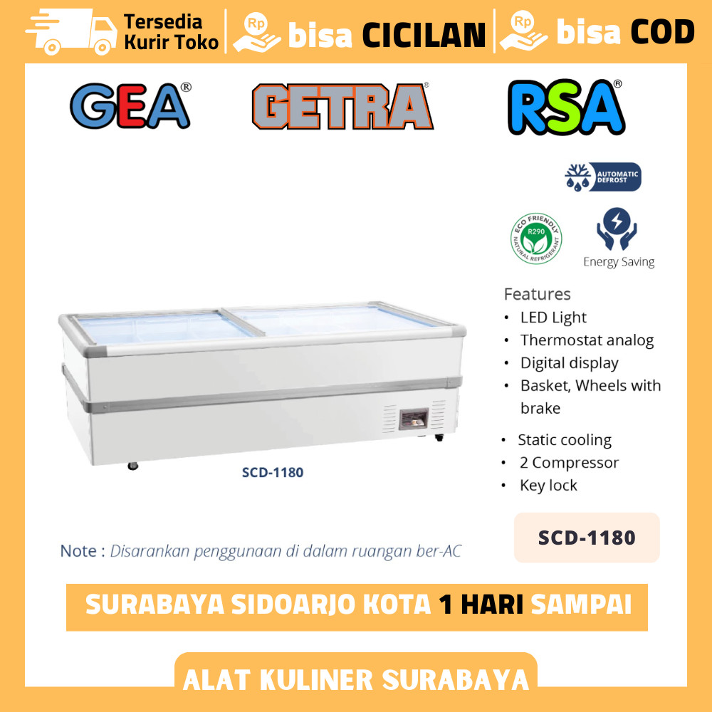 GEA SCD 1180 SCD-1180  ISLAND FREEZER SLIDING GLASS FLAT 2 KOMPRESOR