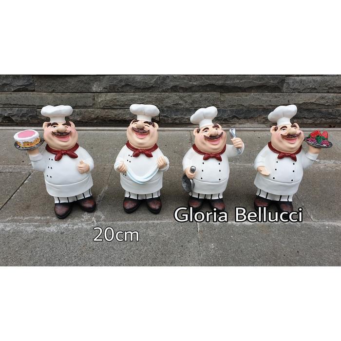 patung pajangan koki pelayan teflon miniatur chef cafe restoran