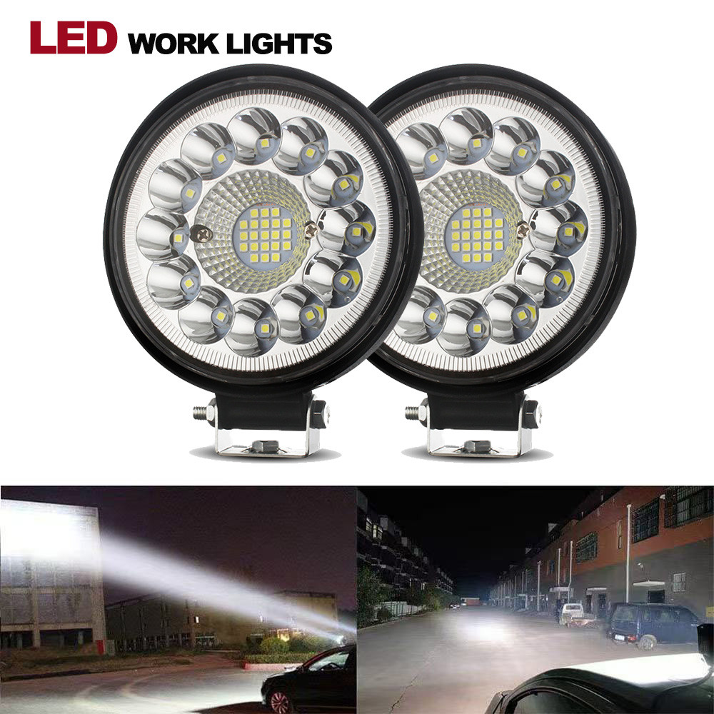 Lampu LED Bar Mobil 4" Offroad 4X4 Spotlight 12V 24V Lampu Kerja Untuk Jeep Truk Mobil Traktor ATV B