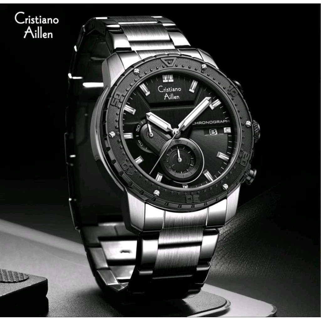 BUY 1 GET 1JAM TANGAN PRIA ORIGINAL CRISTIANO AILLEN CHRONO AKTIF SEMUA 8900