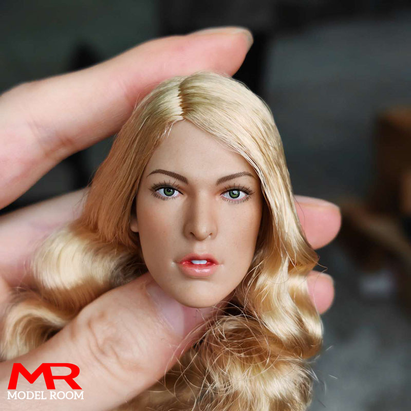 1/6 Alice Milla Jovovi Head Sculpt Golden Long Hair Female Head Carving Model Fit 12'' Soler Action 