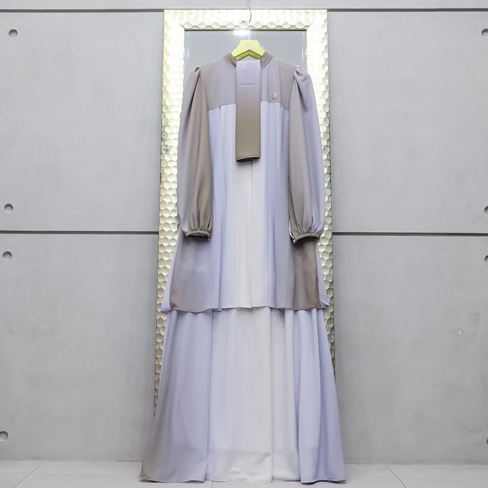 Aisyalina Id Audrey Set Series 2 Pashmina Segiempat Bahan Ceruti Motif Printing Full Furing Gamis Wa