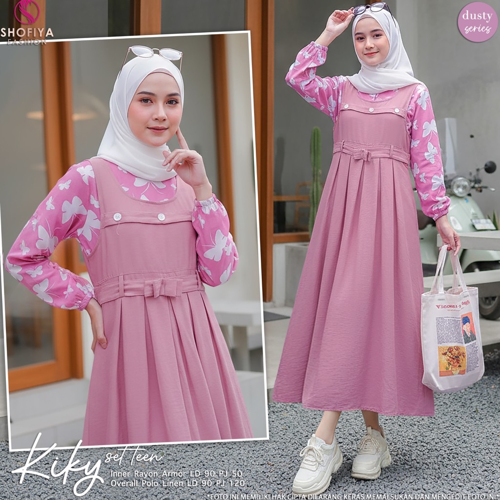 ELDERA Kiky Setelan 2in1 Overall Set Inner Oneset Anak Perempuan Kekinian Premium Kuliahan Sekolah O