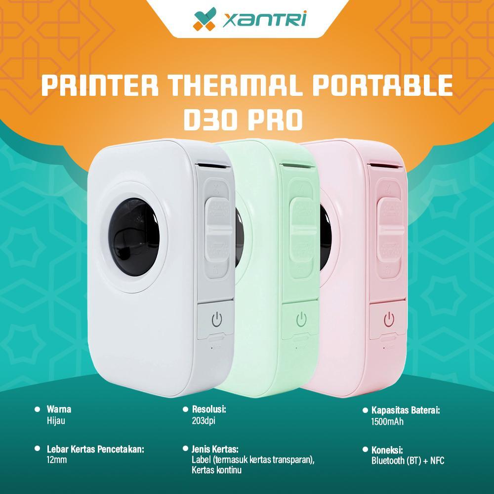 Printer Label Xantri Thermal Bluetooth & NFC Xantri D30 Pro – White, Pink, Green