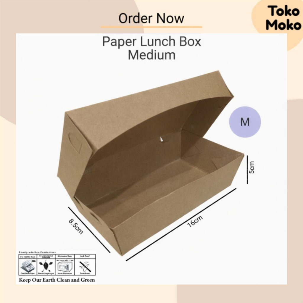Paper Lunch Box Kraft / Craft Laminasi PE - 50PCS / Paper Lunch Box Medium