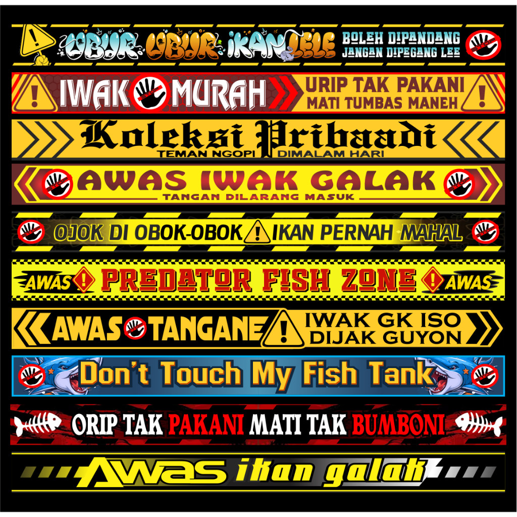 Stiker Ikan Predator / Ikan Galak /stiker Aquaarium