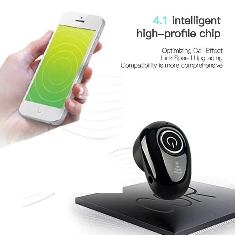 Earphone Bluetooth Kecil Tersembunyi Headset Wireless Mini Single Telinga Tanpa Kabel Solusi Telepon
